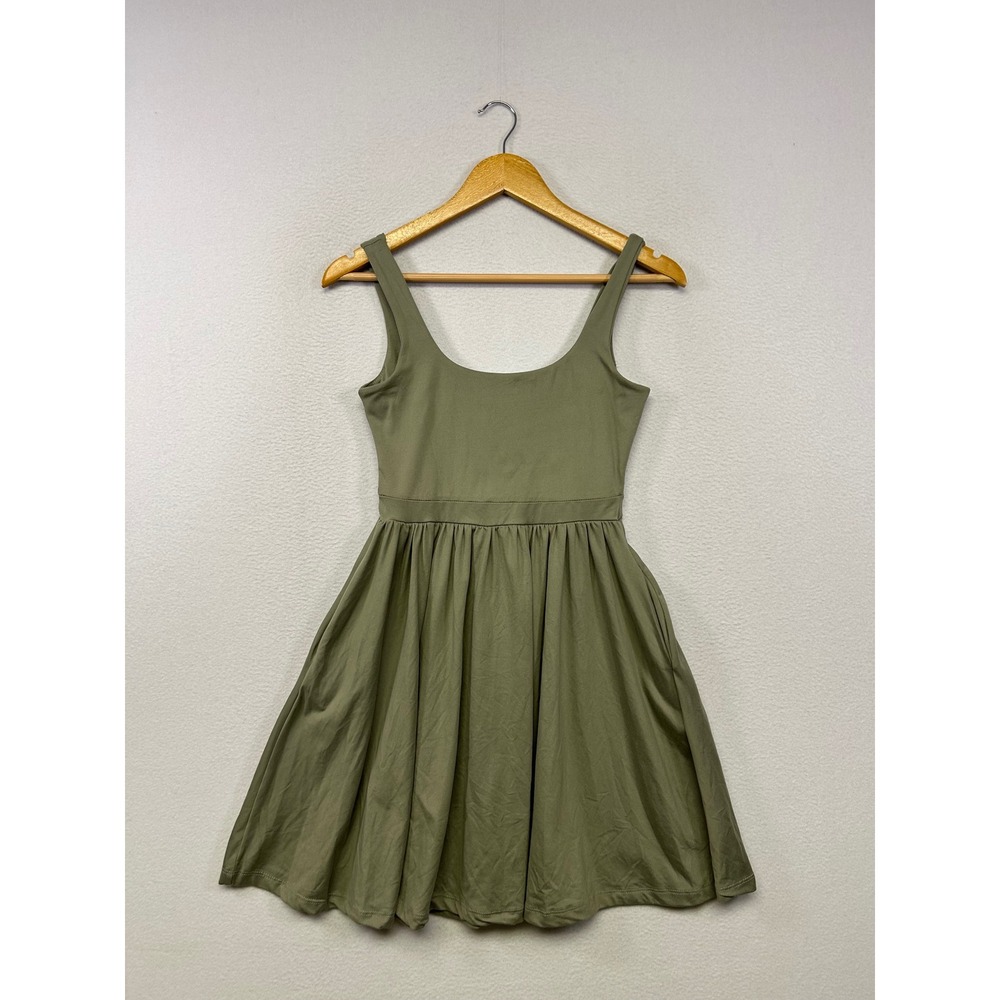 Minimalist Ardene Womens Small Olive Green Sleeveless Pocket Skater Dress Basic